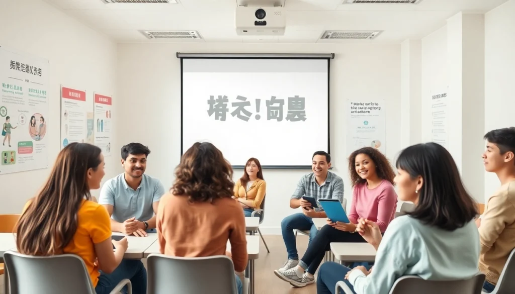 性教育番組『子作りを学ぼう！』の、性教育を学ぶ多様な若者たちが描かれた魅力的な教室風景。