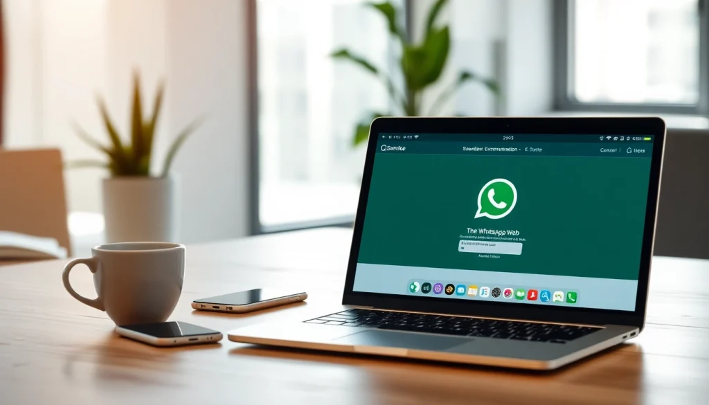 Experience seamless communication with WhatsApp Web on a modern laptop.