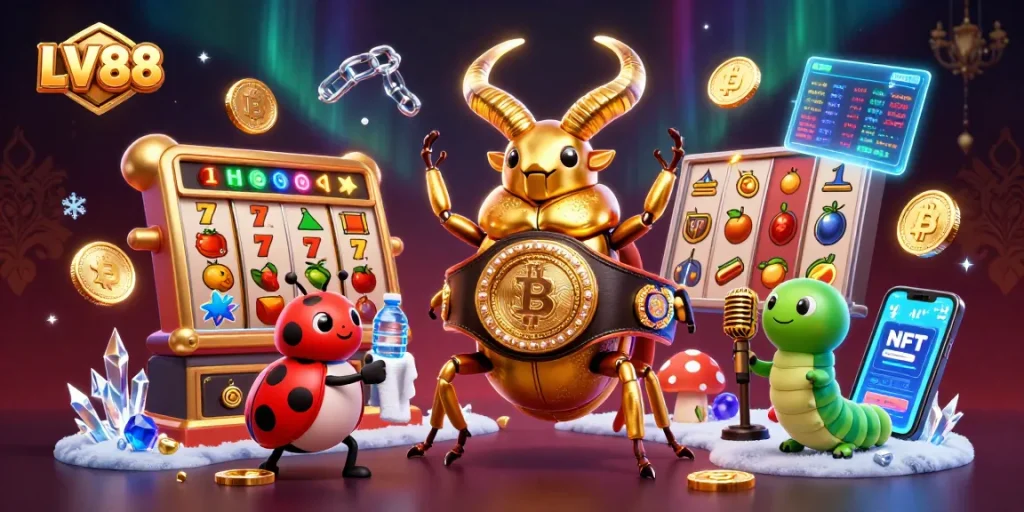 Experience exciting jackpots at LV88 with a dynamic scene featuring vibrant casino elements.