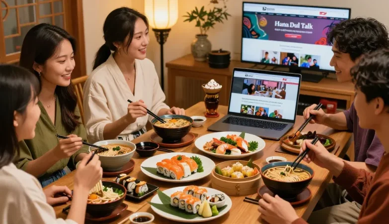 Discover cultural delights at https://hanadultalk.com with friends sharing Asian cuisine, blending flavors and experiences.